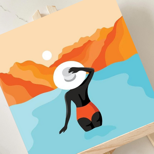 Summer Sun - small paint by numbers complete with easel, paint and brushes