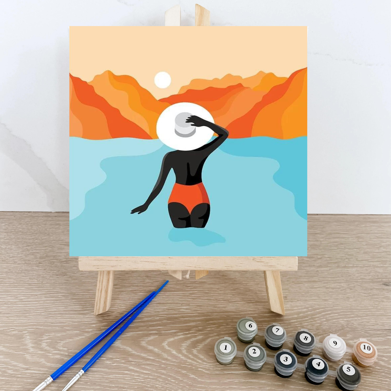 Summer Sun - small paint by numbers complete with easel, paint and brushes