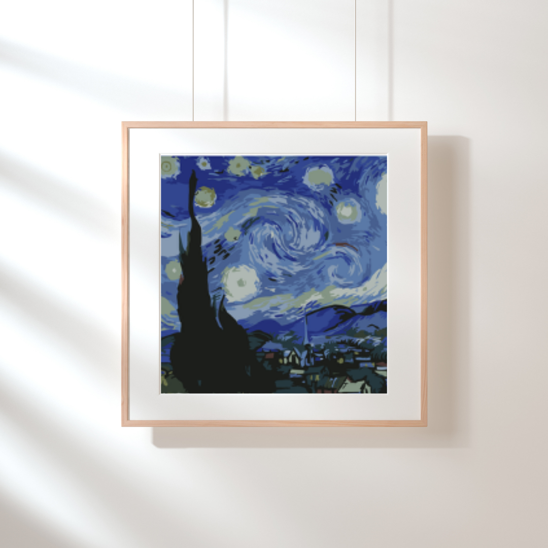 Dark Starry Night paint by numbers artwork