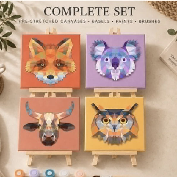 Animal paint by numbers set of four for family creative time