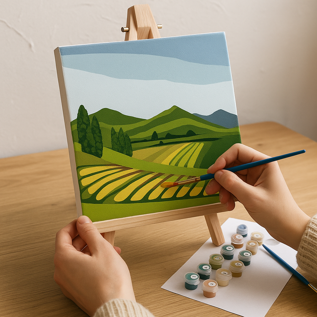 Finished Rolling Hills countryside painting wall art