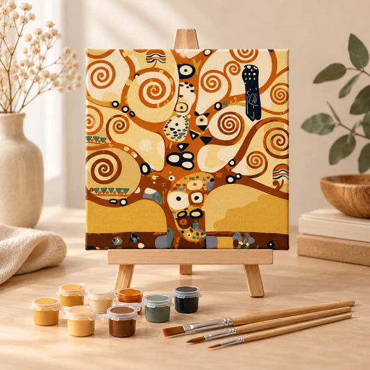 Tree of Life 20x20 cm framed paint by numbers kit with paints, wooden brushes and easel