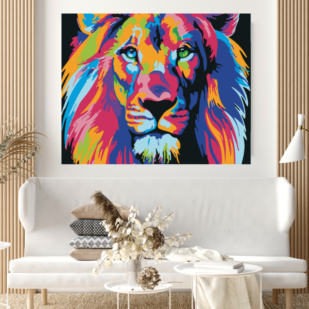 Lion - premium paint by numbers with double paint, brushes and high quality canvas