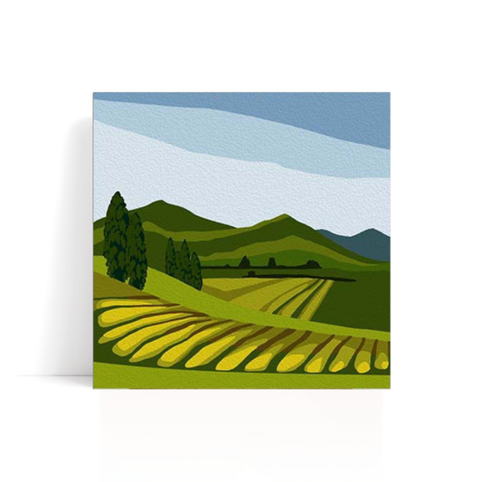 Rolling Hills paint by numbers kit with framed canvas