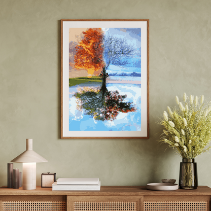 Seaons of Nature Tree - premium paint by numbers with double paint, brushes and high quality canvas