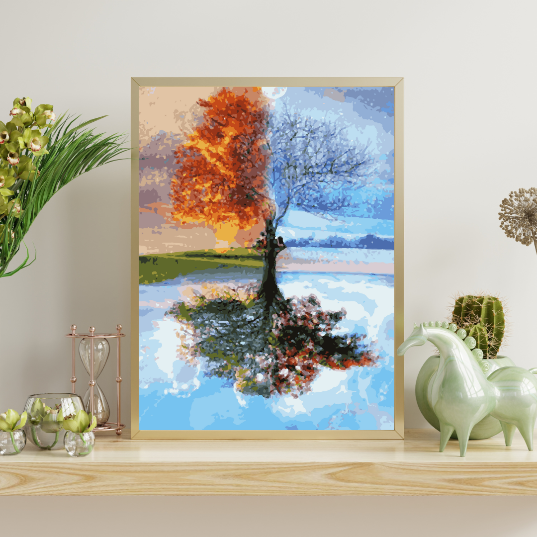 Seaons of Nature Tree - premium paint by numbers with double paint, brushes and high quality canvas