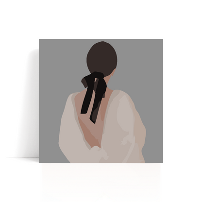 A paint-by-numbers kit depicting the back view of a person with a bow tie, intended as a hobby for adults.