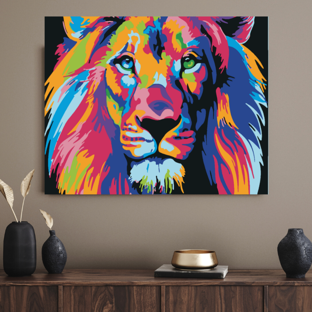 Lion - premium paint by numbers with double paint, brushes and high quality canvas