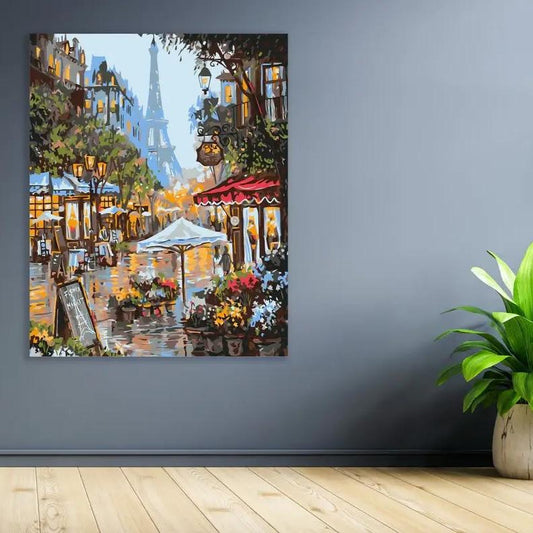 Paris Flower Market- premium paint by numbers with double paint, brushes and high quality canvas