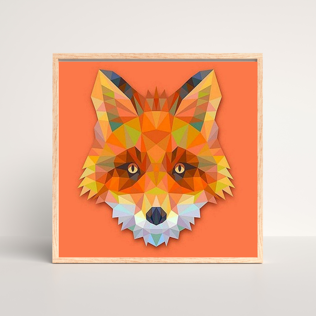 Painting a geometric fox design step by step