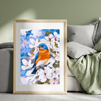 Blue Bird Paint by Numbers for Adults | Relaxing Art Gift | Mini Paint by Numbers UK