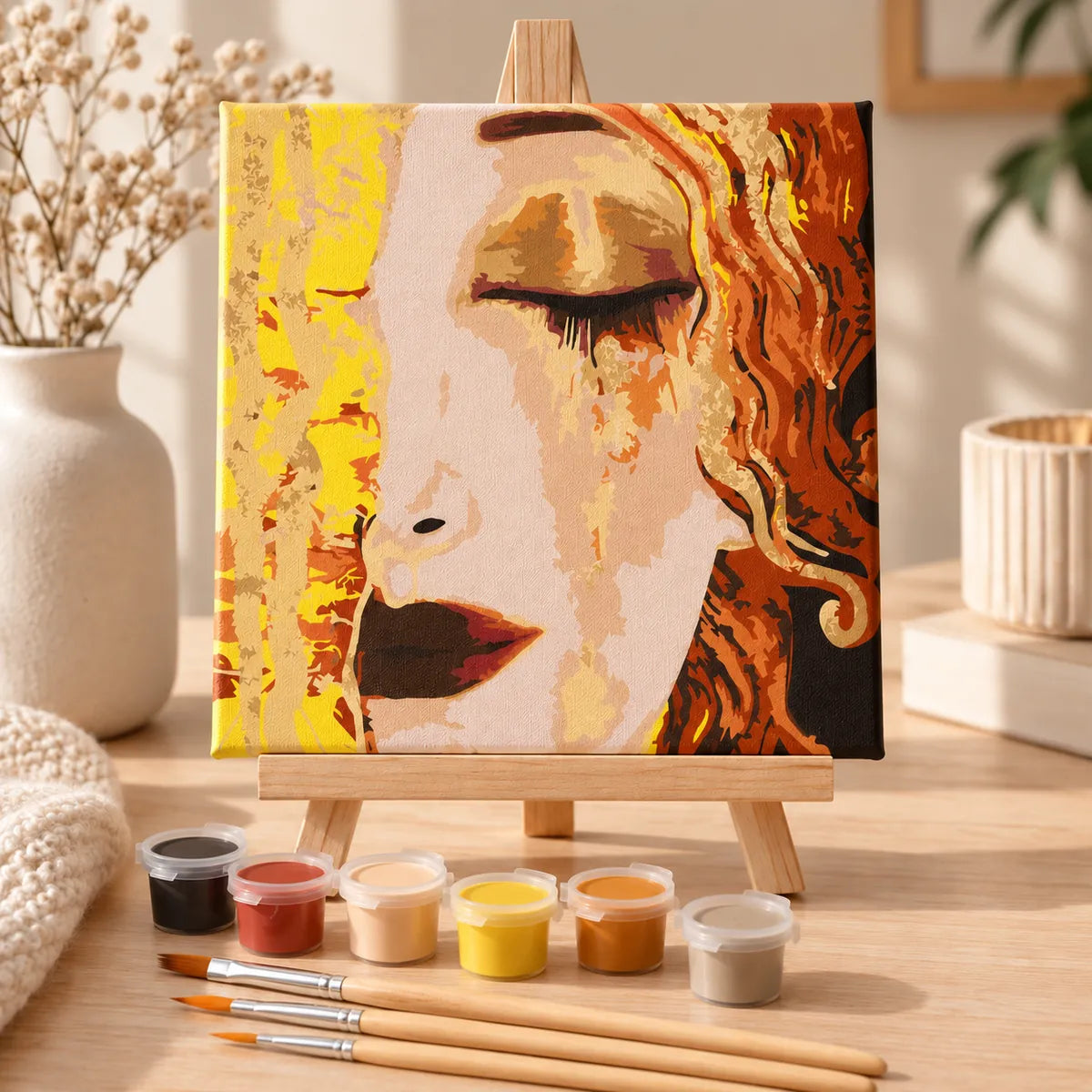 Golden Tears 20x20 cm framed paint by numbers kit with wooden brushes