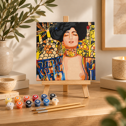 Gustav Klimt Judith complete paint by numbers kit with easel, paint pots and natural wooden brushes