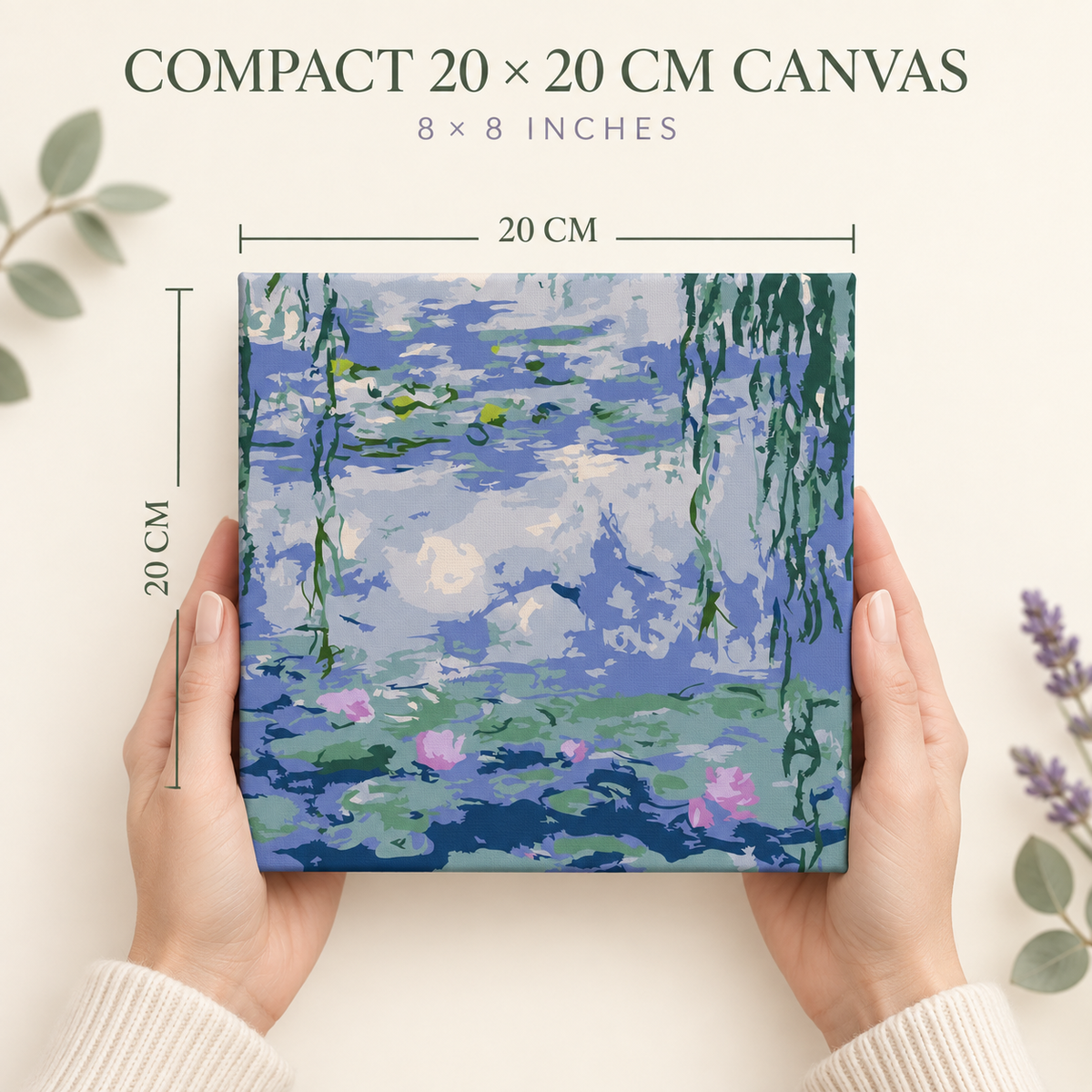 Monet Water Lilies 20 x 20 cm pre-stretched paint by numbers canvas ready to paint