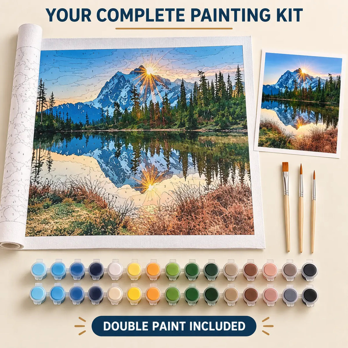 Mountain Lake Reflection 40 x 50 cm complete paint by numbers kit