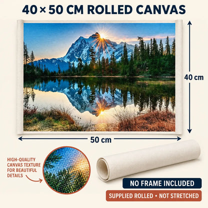Mountain Lake Reflection 40 x 50 cm rolled canvas size guide