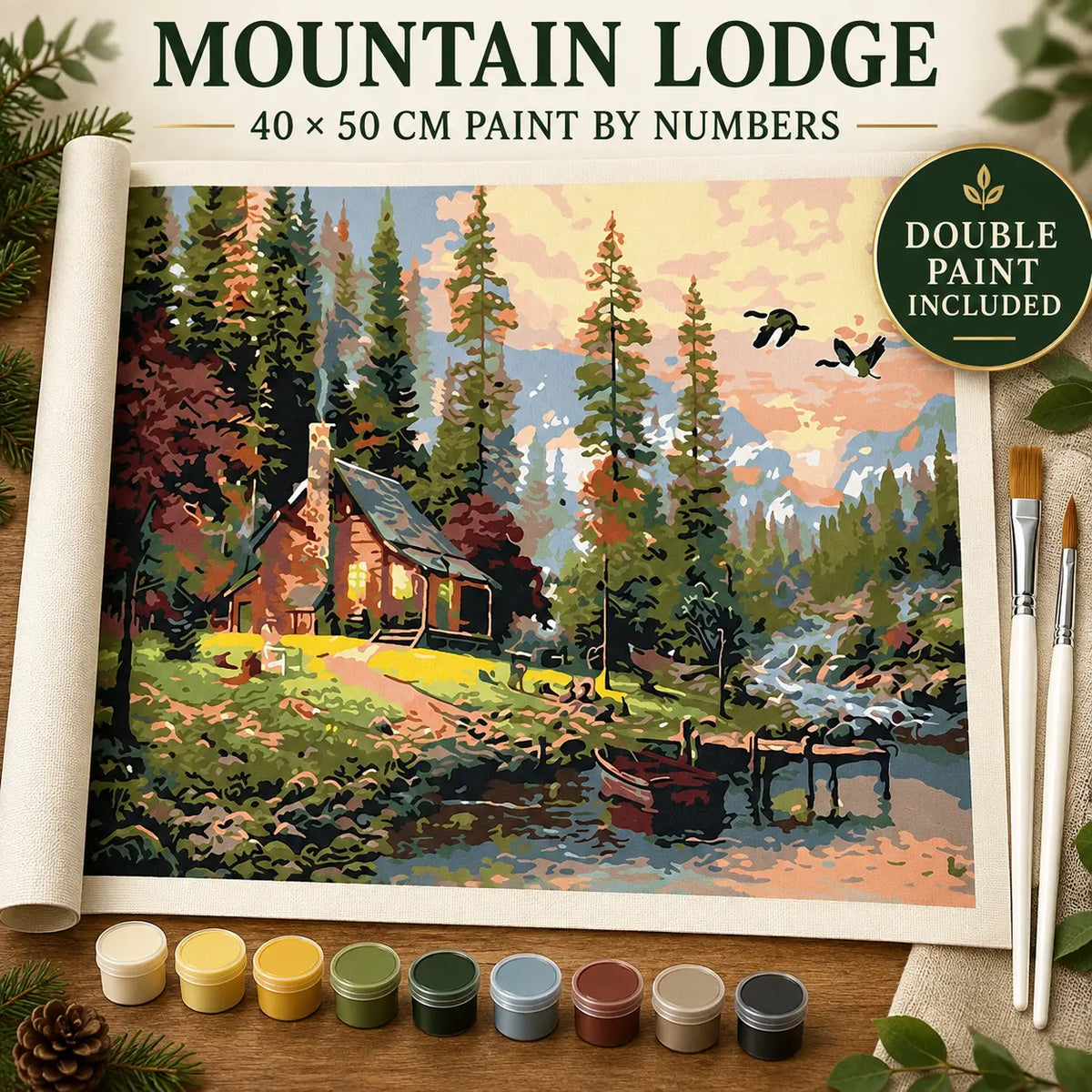 Mountain Lodge complete rolled canvas paint by numbers kit
