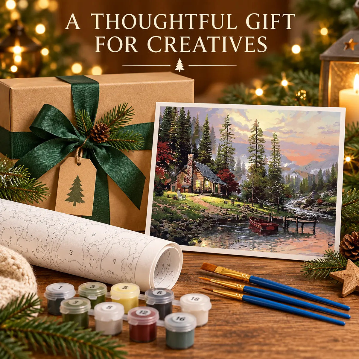 Mountain Lodge paint by numbers creative gift for adults