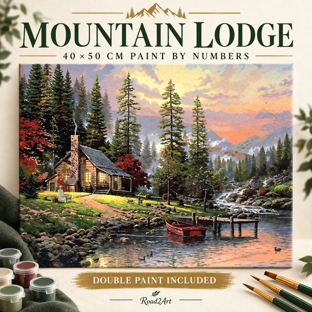 Mountain Lodge 40 x 50 cm paint by numbers kit with double paint
