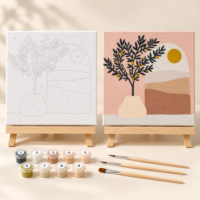 20x20 cm framed Paint by Numbers kit with easel
