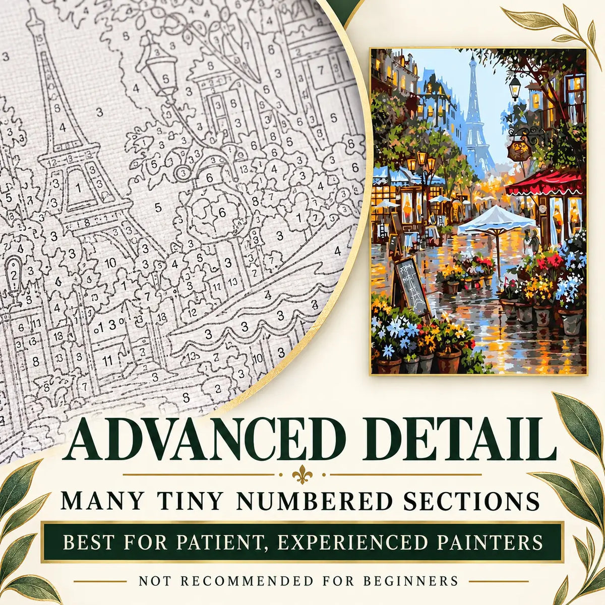 Advanced Paris Flower Market canvas with many tiny numbered sections