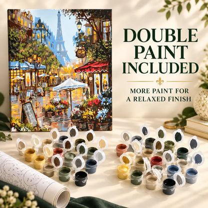 Paris Flower Market paint by numbers kit with double acrylic paint