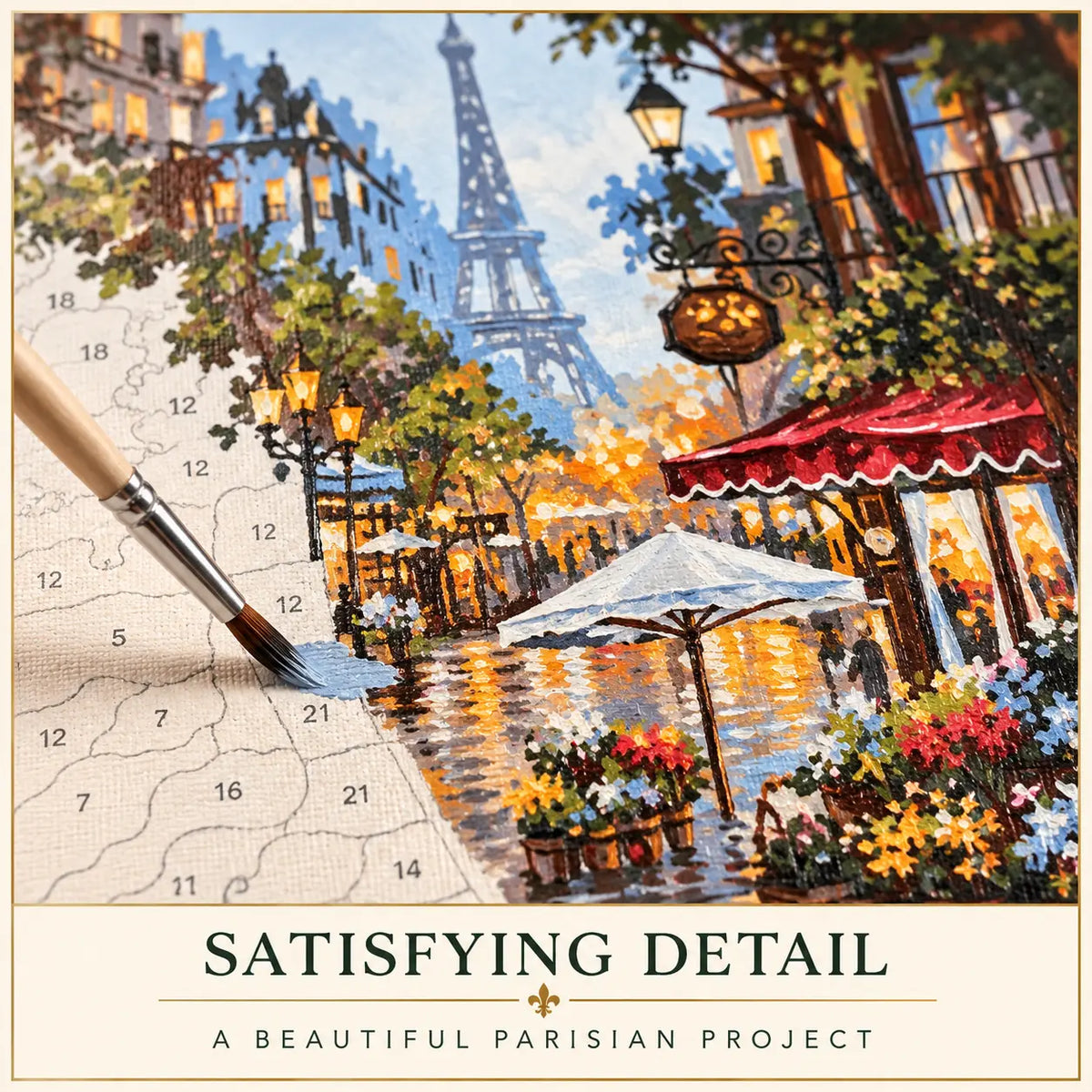 Paris Flower Market detailed numbered canvas shown during painting