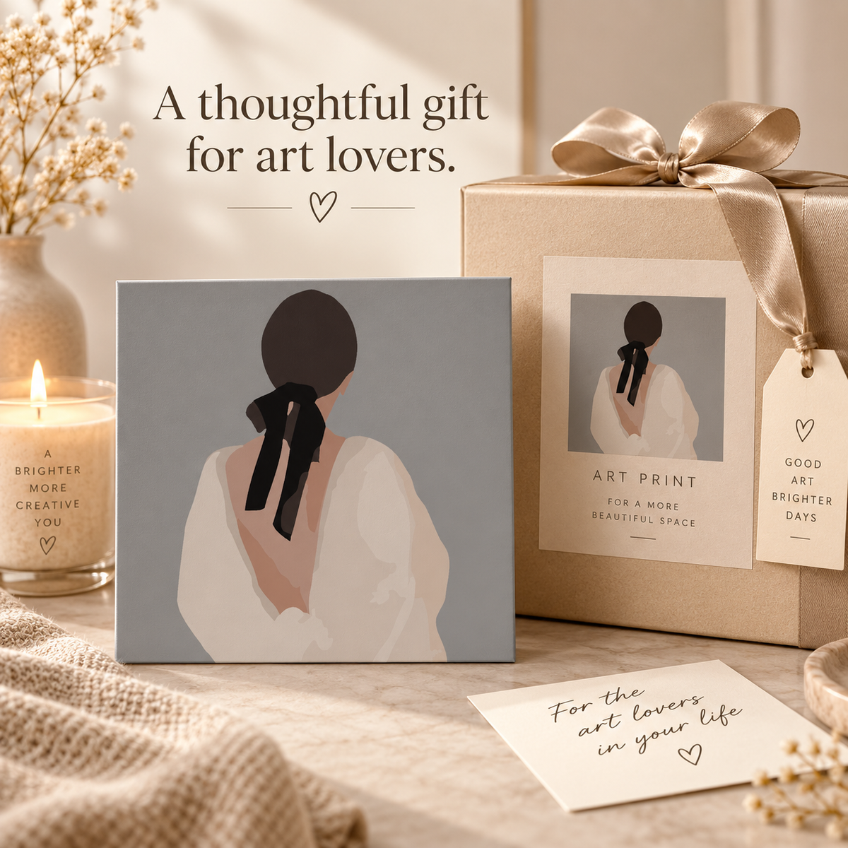 Woman with Black Bow paint by numbers kit presented as a thoughtful creative gift