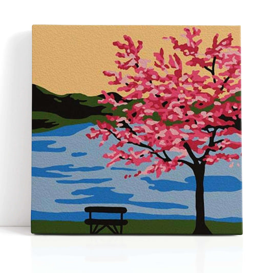 JAPANESE BLOSSOM - mini paint by numbers complete with easel and free shipping